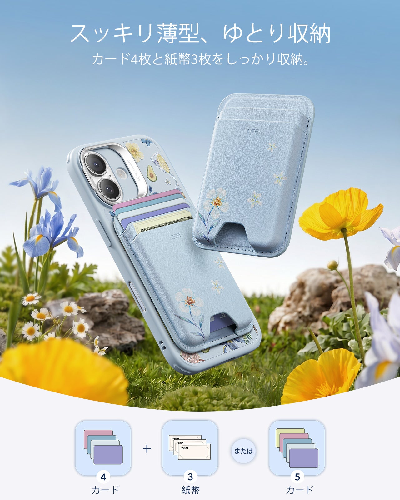 iPhone 17 Classic Hybrid Magnetic Case (Camera Control, Stash Stand) & Aura Clutch Magnetic Wallet - Tropical Paradise  Product type