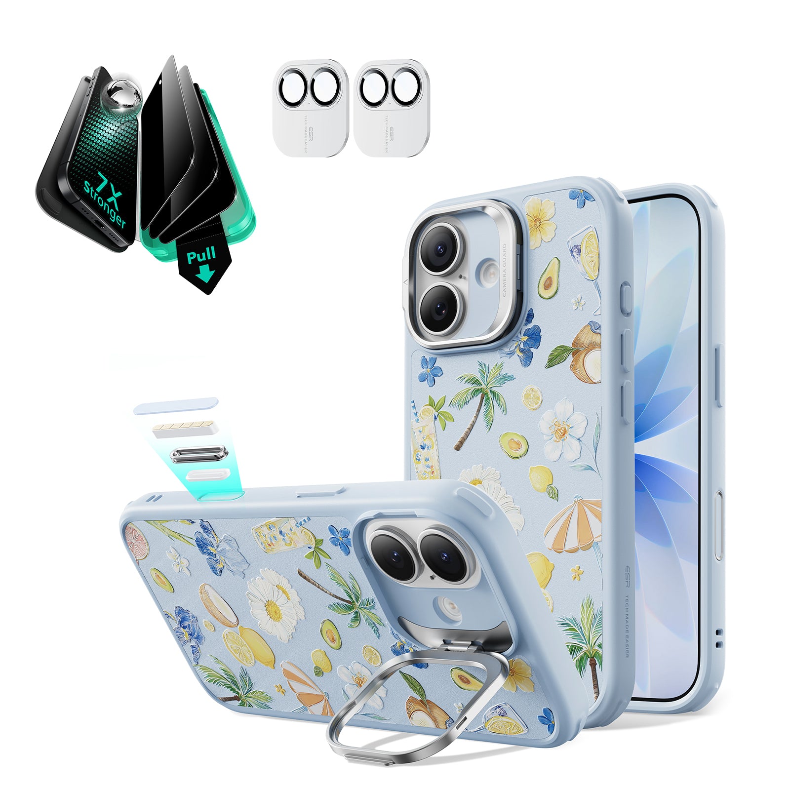 iPhone 17 Bundle Classic Hybrid Magnetic Case (Camera Control, Stash Stand) and Armorite Privacy Screen Protector - Tropical Paradise  Product type