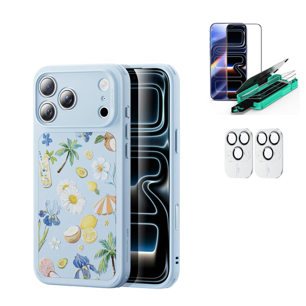 ESR】青×トロピカルデザイン iPhone 17 Pro ケース 耐衝撃 MagSafe対応