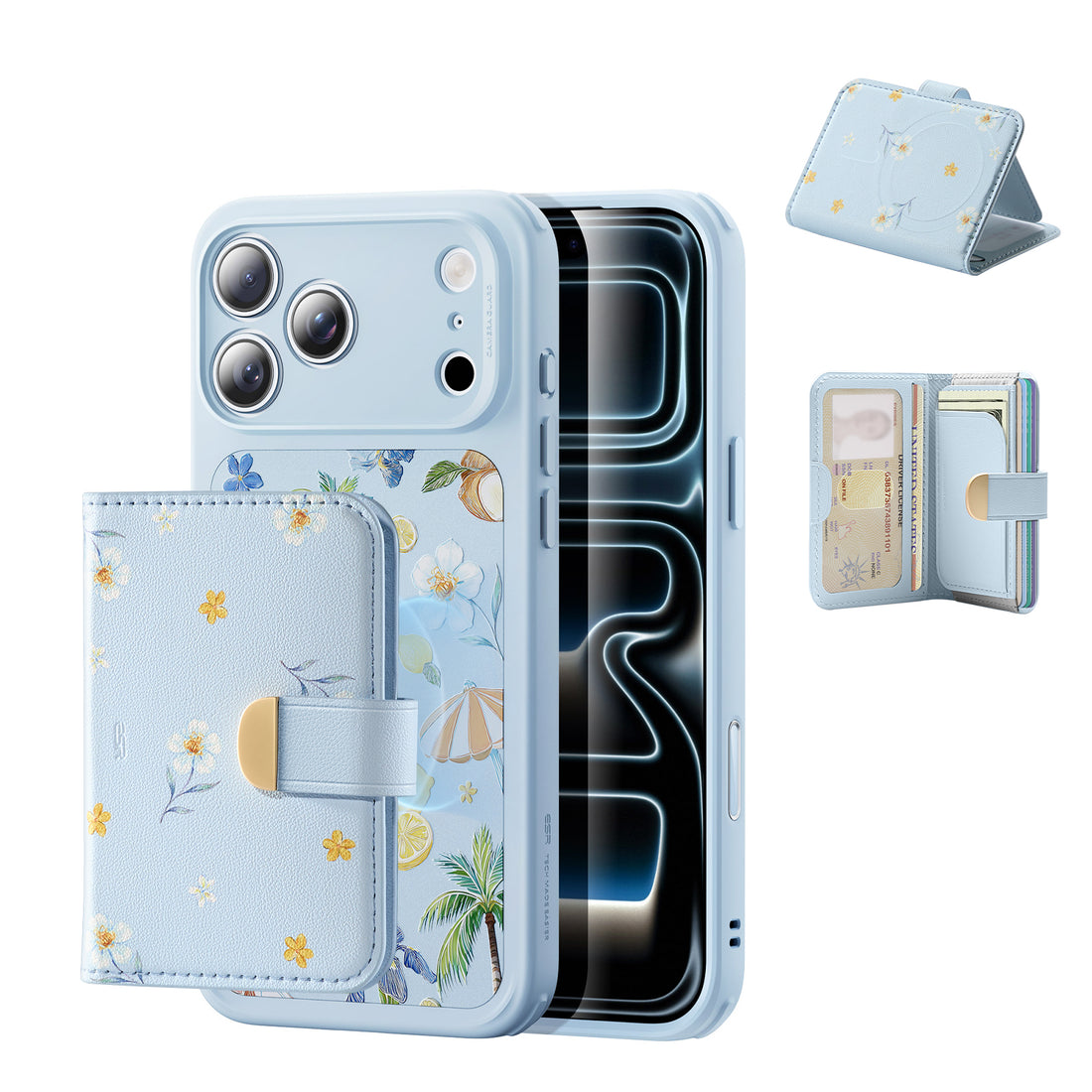 iPhone 17 Pro Classic Hybrid Magnetic Case (Camera Control) & Aura Clutch Magnetic Wallet - Tropical Paradise  Product type