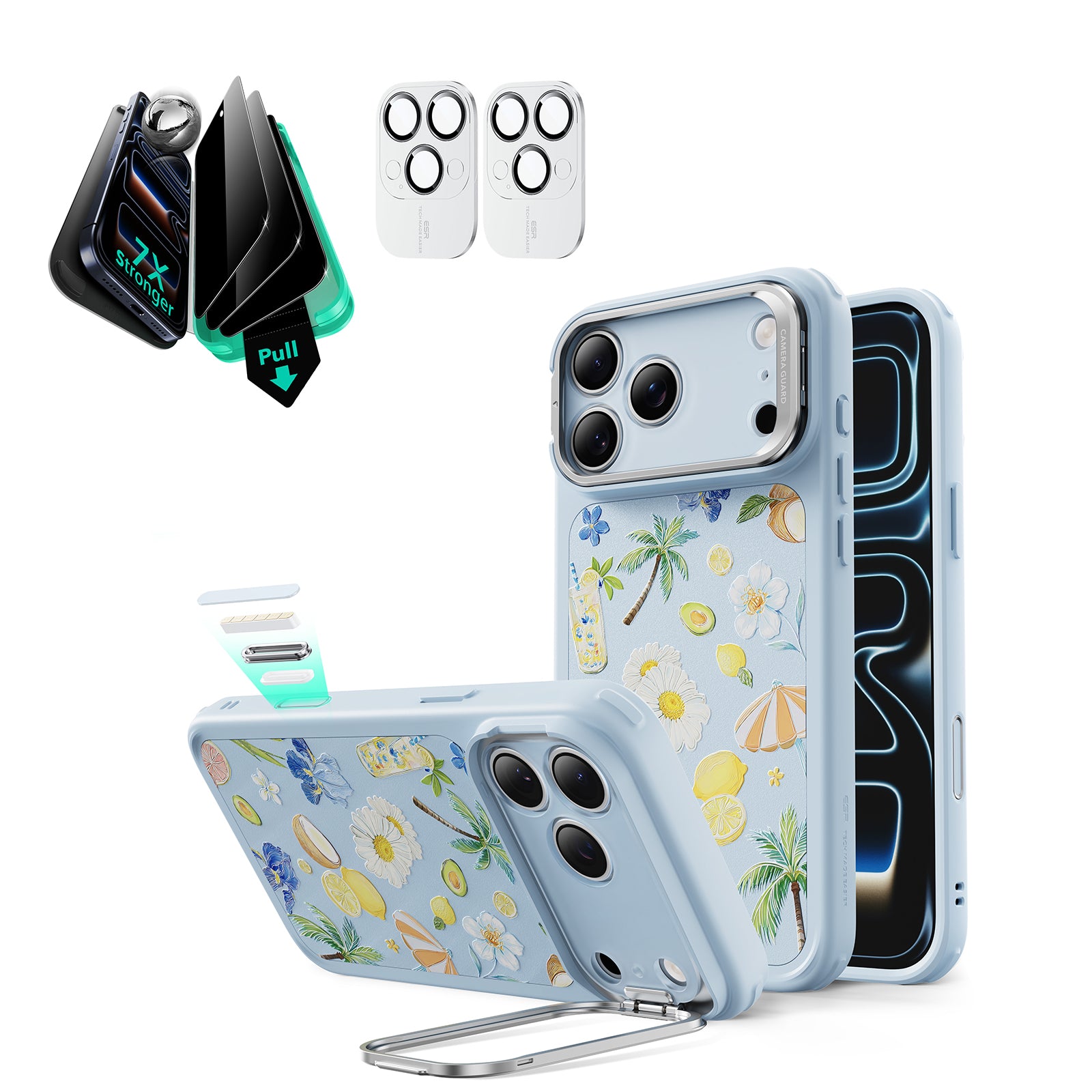 iPhone 17 Pro Max Bundle Classic Hybrid Magnetic Case (Camera Control, Stash Stand) and Armorite Privacy Screen Protector - Tropical Paradise  Product type