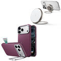 iPhone 18 Pro Max用Atelierシリコーンレザーマグネットケース カメラコントロールカバー、Flexスタンド付き＆Cyclone 25Wマグネット充電パッド - バーガンディ  Product type