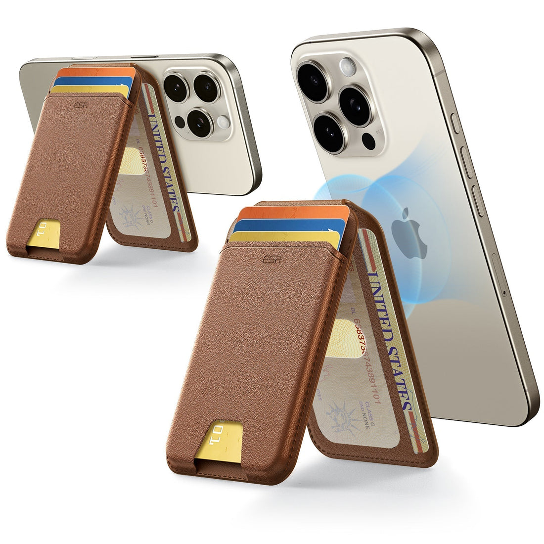 Classic Magnetic Wallet Stand for 5 cards - Caramel Brown  Product type