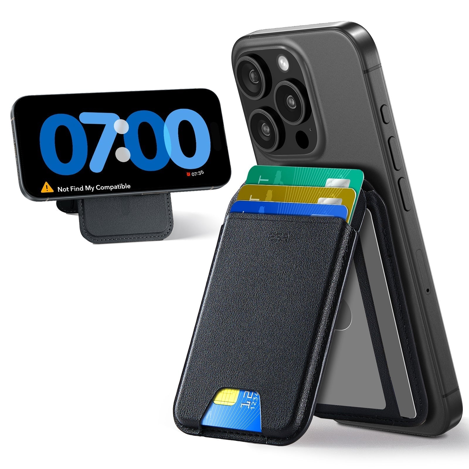 Classic Magnetic Wallet Stand for 5 cards - Midnight Black  Product type