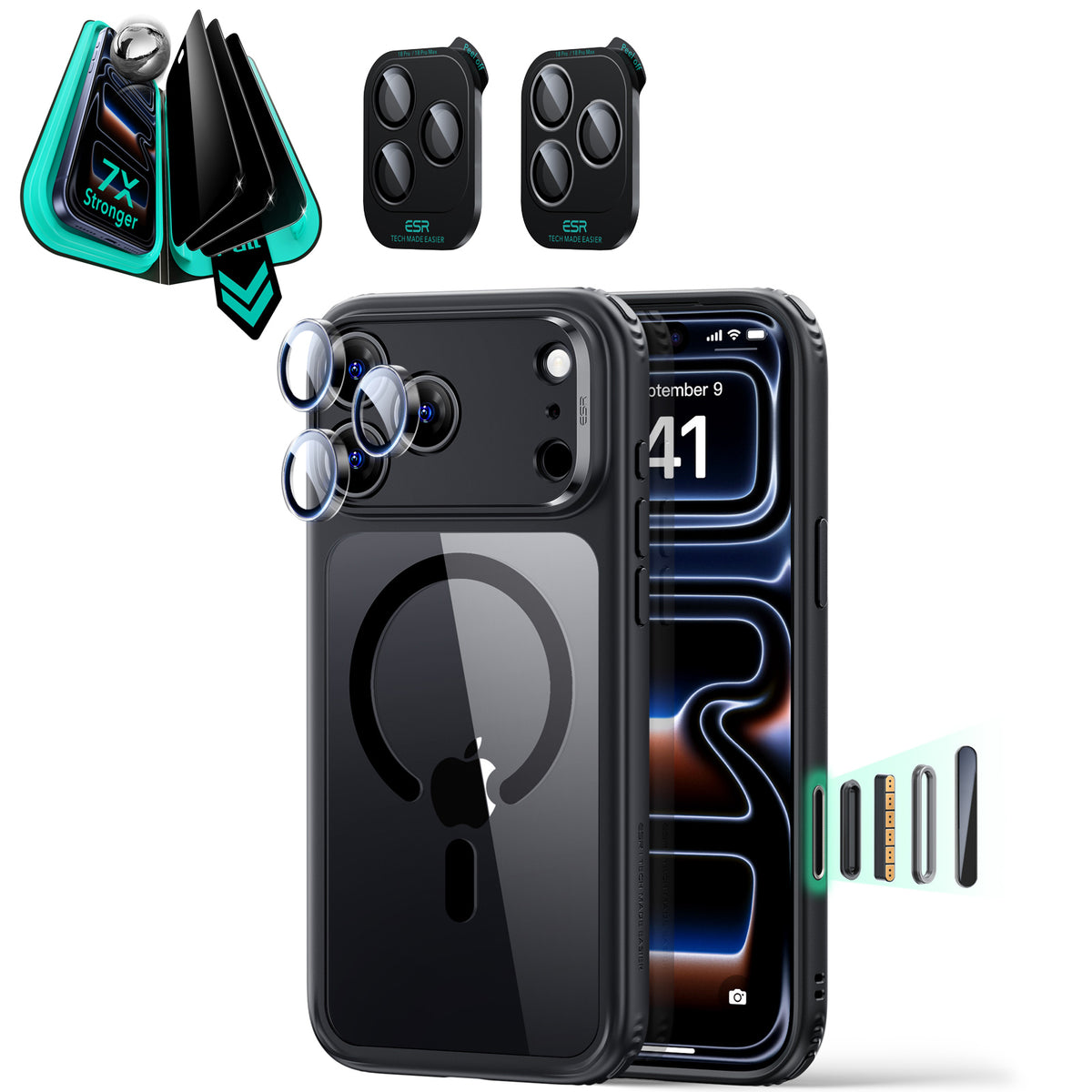 iPhone 18 Pro Max Bundle Classic Hybrid Magnetic Case & Armorite®️ Privacy Screen Protector - Clear Black  Product type