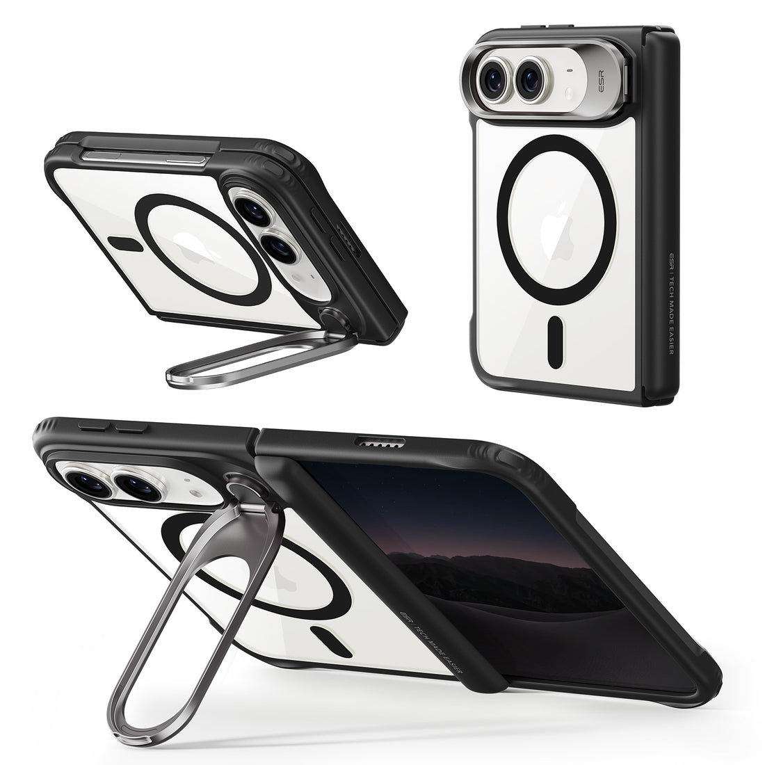 iPhone Duo用Classic ハイブリッドマグネットケース　Flexスタンド付き - クリアブラック  Product type