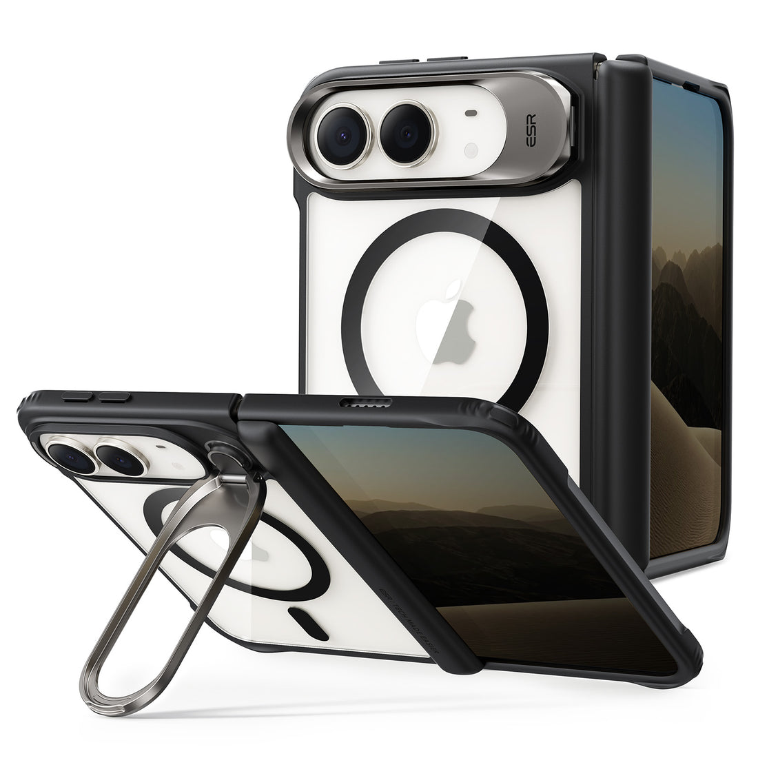 iPhone Duo用Classic ハイブリッドマグネットケース　Flexスタンド付き - クリアブラック  Product type
