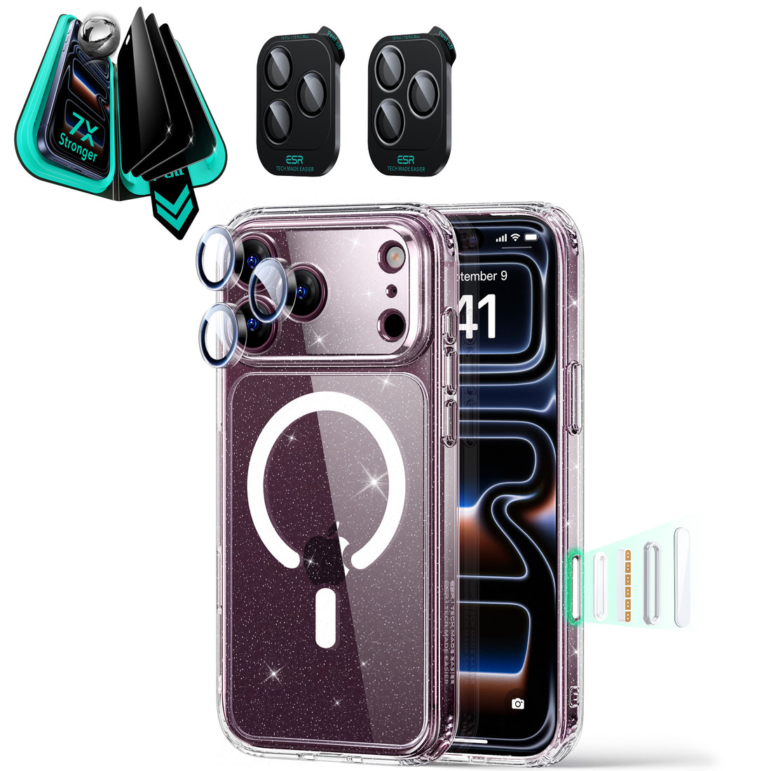 iPhone 18 Pro Bundle Classic Hybrid Magnetic Case & Armorite®️ Privacy Screen Protector - Clear Shimmer  Product type