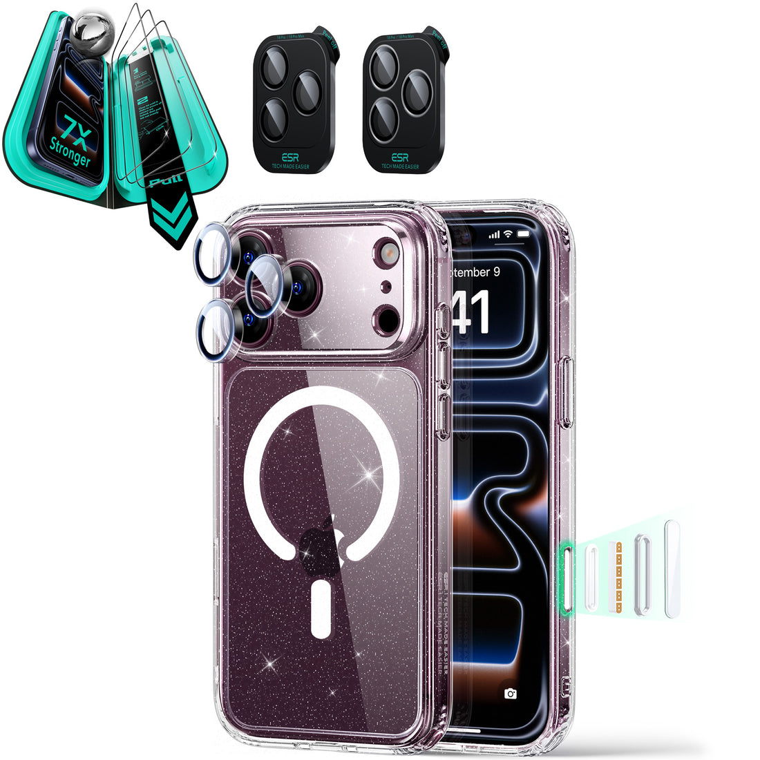 iPhone 18 Pro Max Bundle Classic Hybrid Magnetic Case & Armorite®️ Screen Protector - Clear Shimmer  Product type