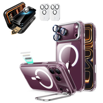 iPhone 18 Pro Bundle Classic Hybrid Magnetic Case with Camera Control and Flex Stand, Plus Armorite® Pro Privacy Screen Protector - Clear  Product type