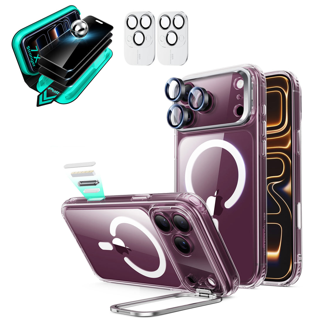 iPhone 18 Pro Max Bundle Classic Hybrid Magnetic Case with Camera Control and Flex Stand, Plus Armorite®️ Privacy Screen Protector - Clear  Product type