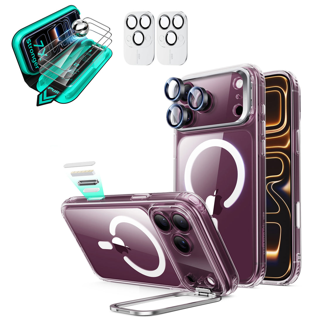 iPhone 18 Pro Max Bundle Classic Hybrid Magnetic Case with Camera Control and Flex Stand, Plus Armorite®️ Screen Protector - Clear  Product type