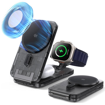 CryoBoost Foldable 3-in-1 Magnetic Charging Station  (25W) – JP Plug-Frosted Black  Product type