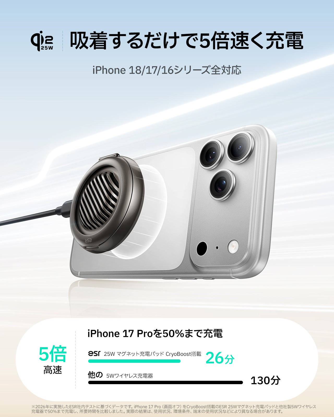 Cyclone 25W マグネット充電パッド CryoBoost冷却ファン搭載 ブラック 1 枚入り