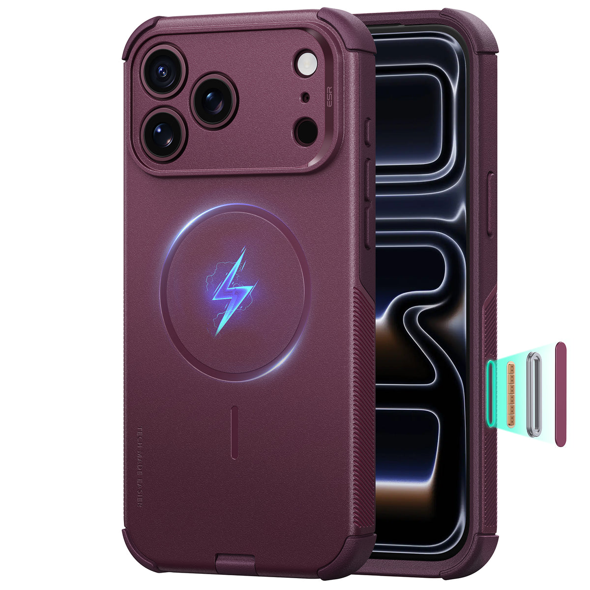 iPhone 18 Pro Max Cyber Tough Magnetic Case with Camera Control - Deep Burgundy  Product type