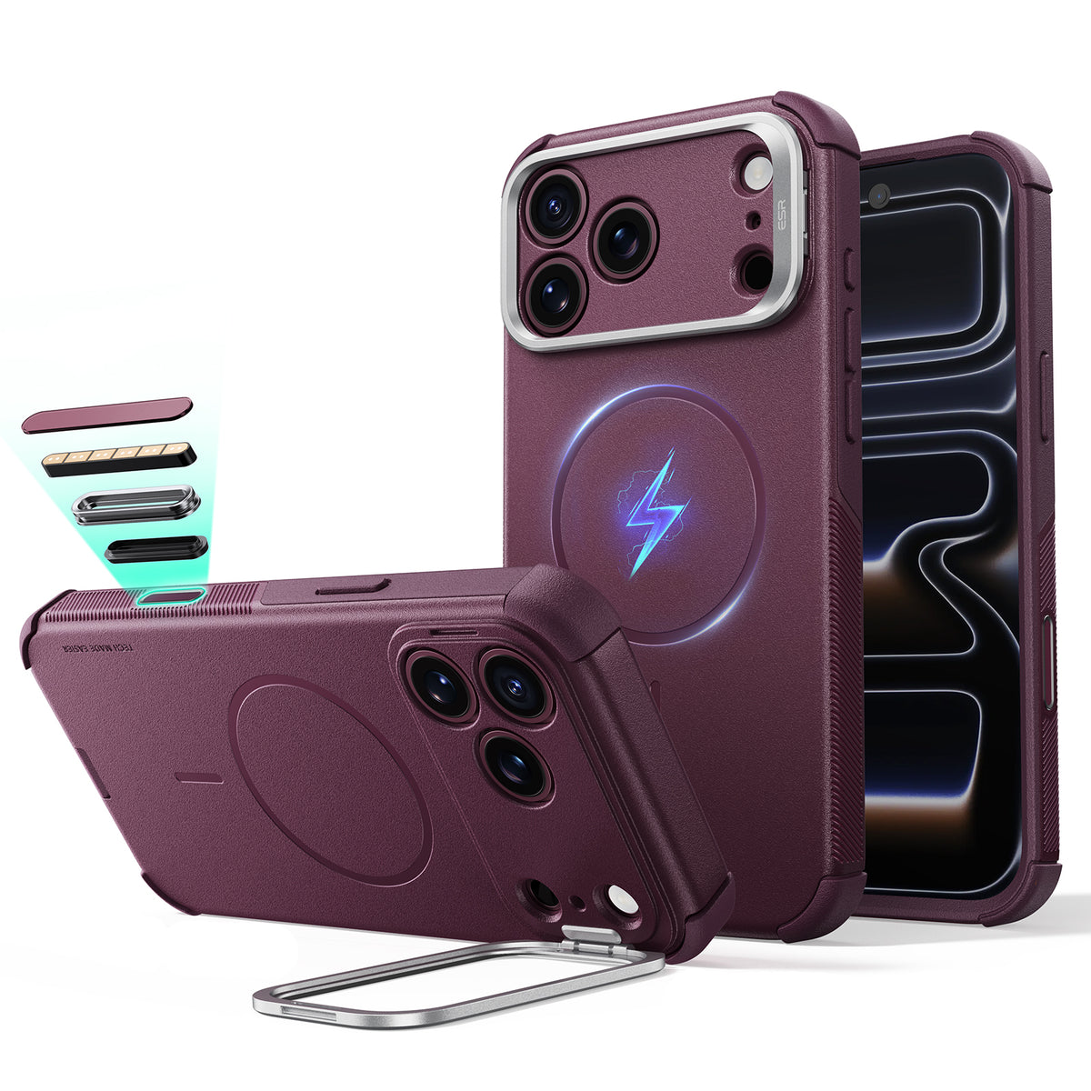 iPhone 18 Pro Cyber Tough Magnetic Case with Camera Control and Flex Stand - Deep Burgundy  Product type