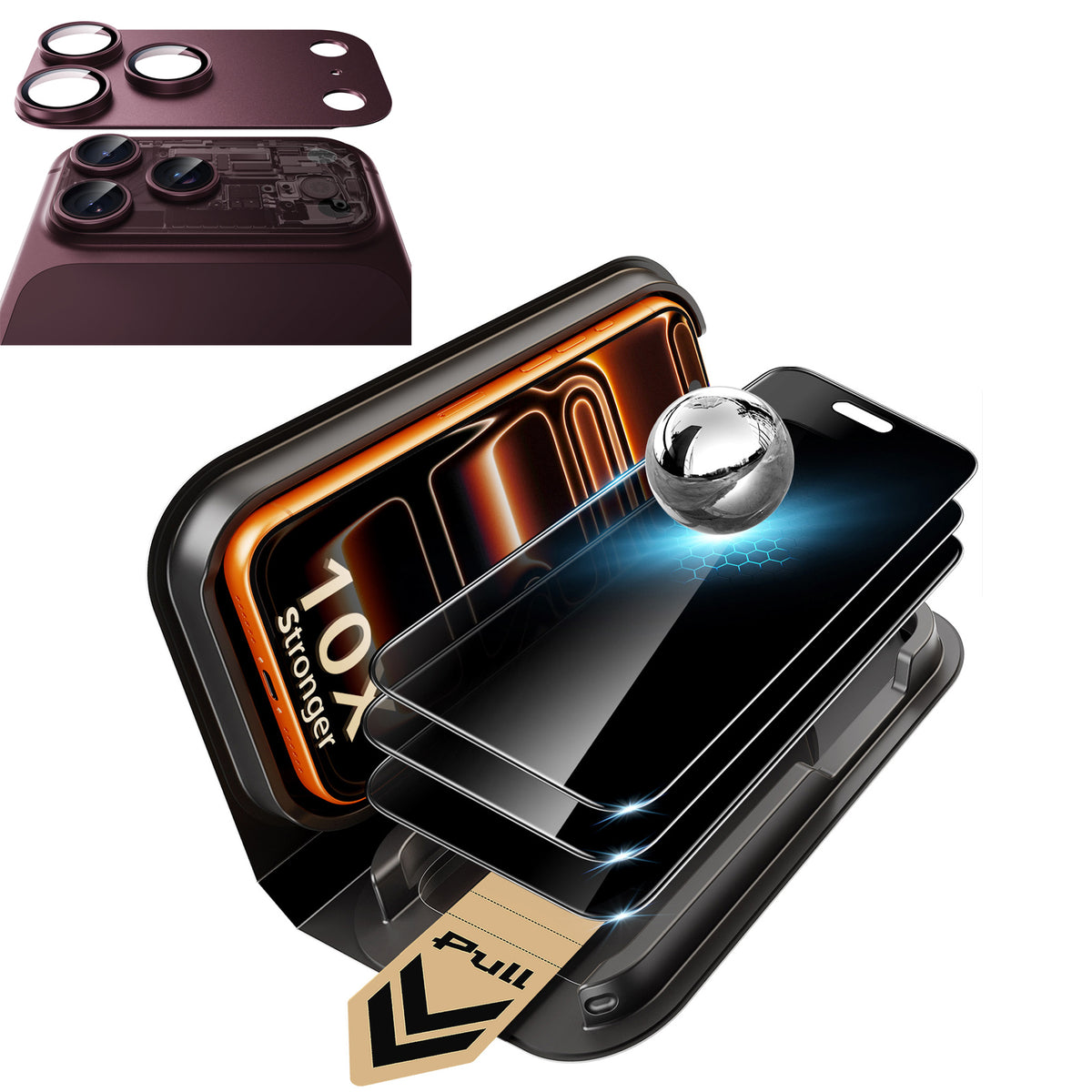 iPhone 18 Pro Bundle Armorite® Pro Privacy Screen Protector and Camera Lens Protector (Full Coverage) - Deep Burgundy  Product type