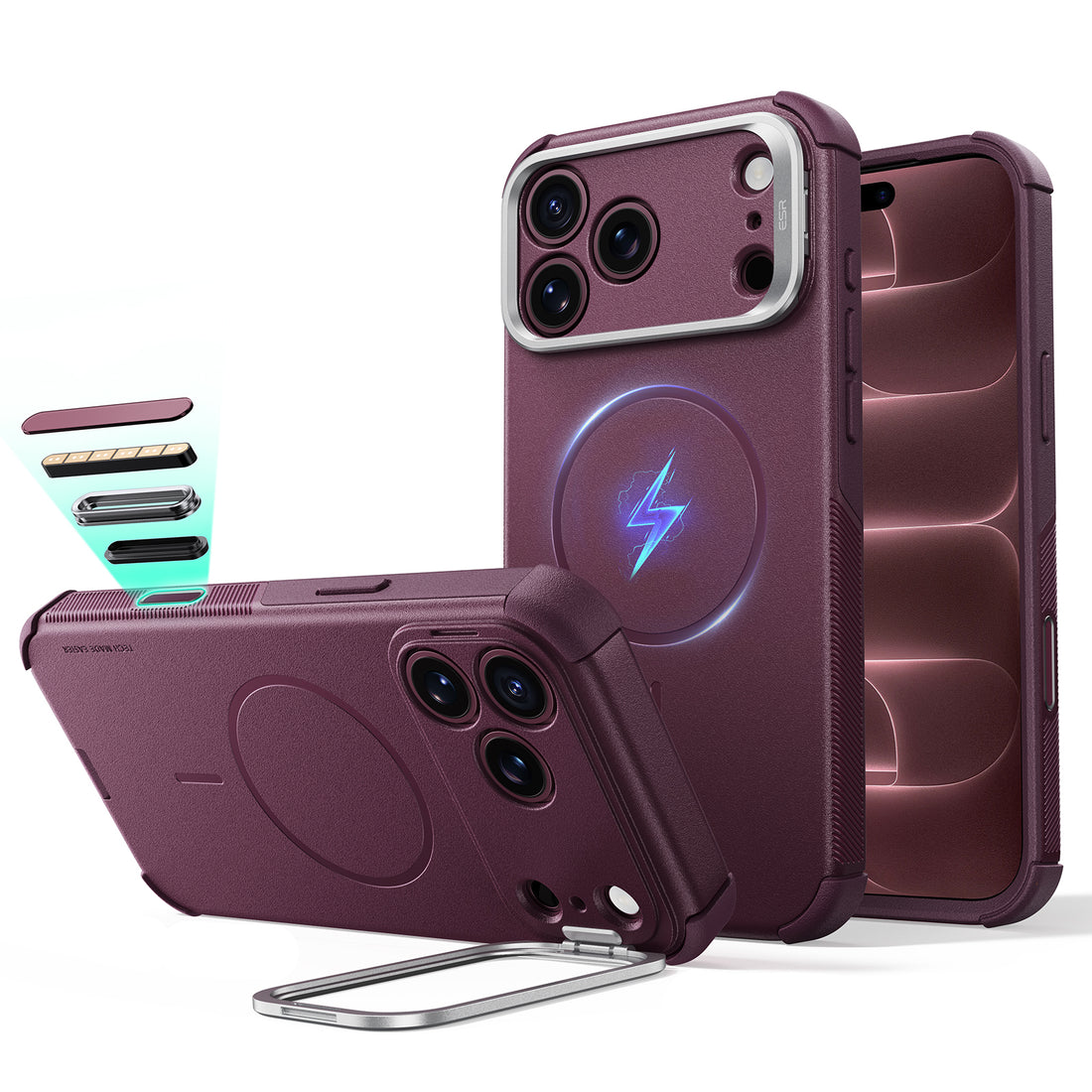 iPhone 18 Pro Max用 Cyber タフマグネットケース　カメラコントロールカバー、Flexスタンド付き - ディープバーガンディ  Product type