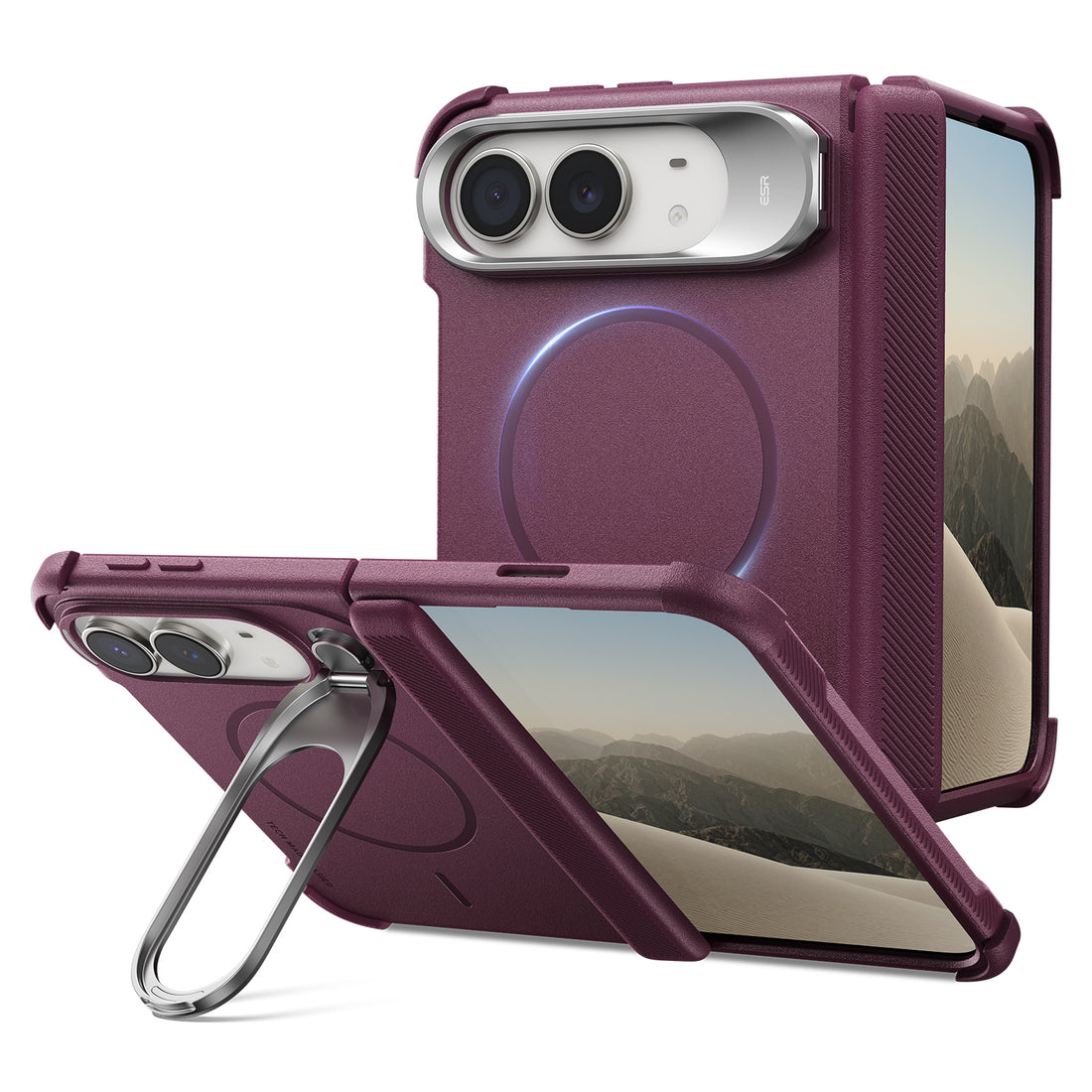 iPhone Duo用Cyber タフマグネットケース　Flexスタンド付き - ディープバーガンディ  Product type