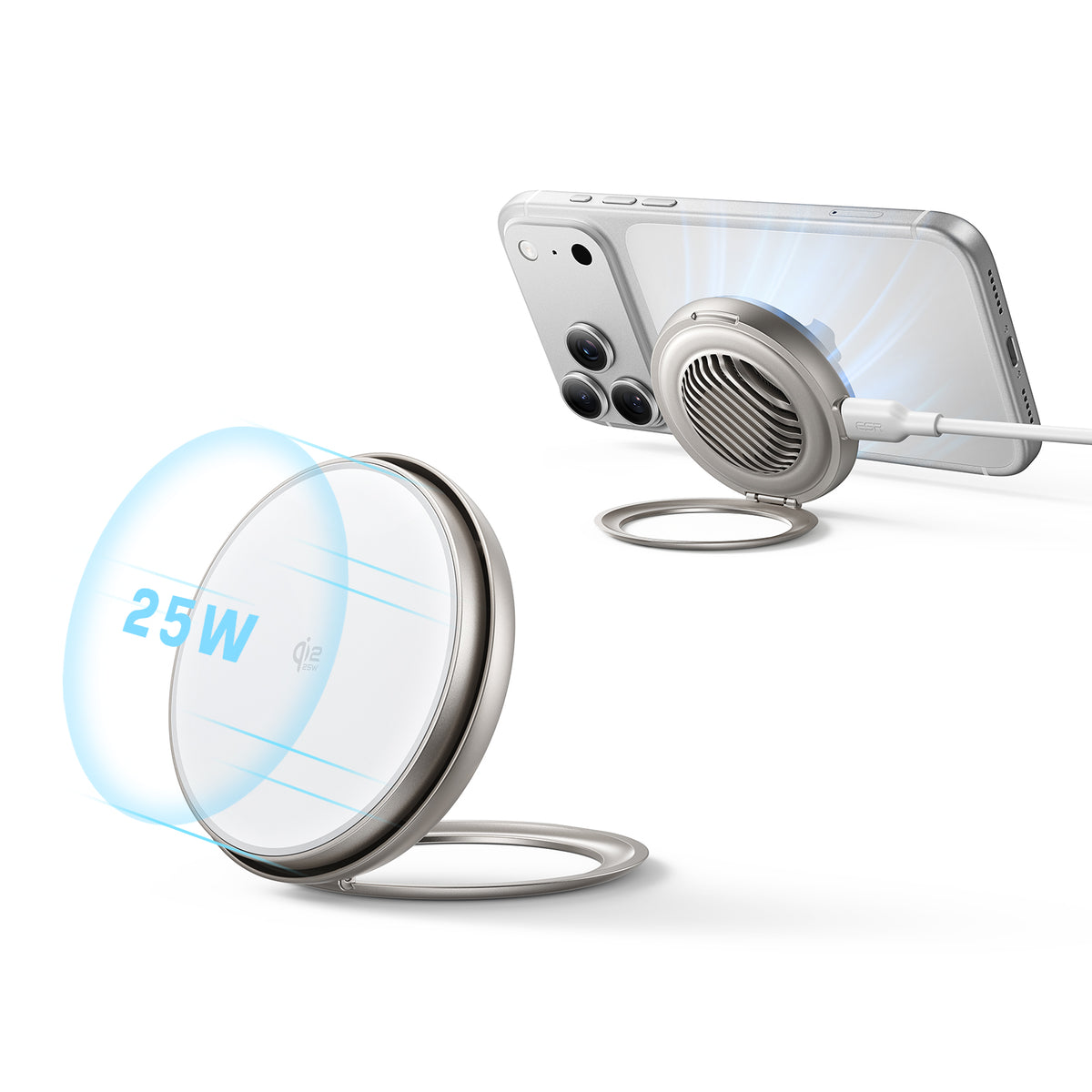 Cyclone 25W マグネット充電パッド CryoBoost冷却ファン搭載 シルバー 1 枚入り