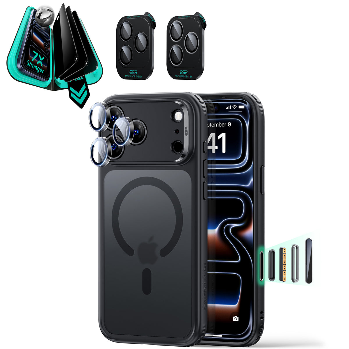iPhone 18 Pro Max Bundle Classic Hybrid Magnetic Case & Armorite®️ Privacy Screen Protector - Frosted Black  Product type