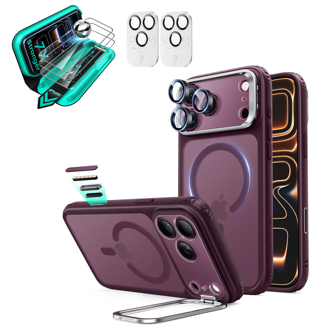 iPhone 18 Pro Bundle Classic Hybrid Magnetic Case with Camera Control and Flex Stand, Plus Armorite®️ Screen Protector - Frosted Deep Burgundy  Product type