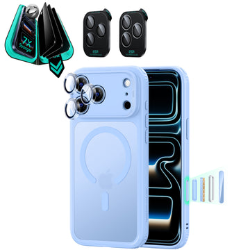 iPhone 18 Pro Max Bundle Classic Hybrid Magnetic Case & Armorite®️ Privacy Screen Protector - Frosted Misty Blue  Product type