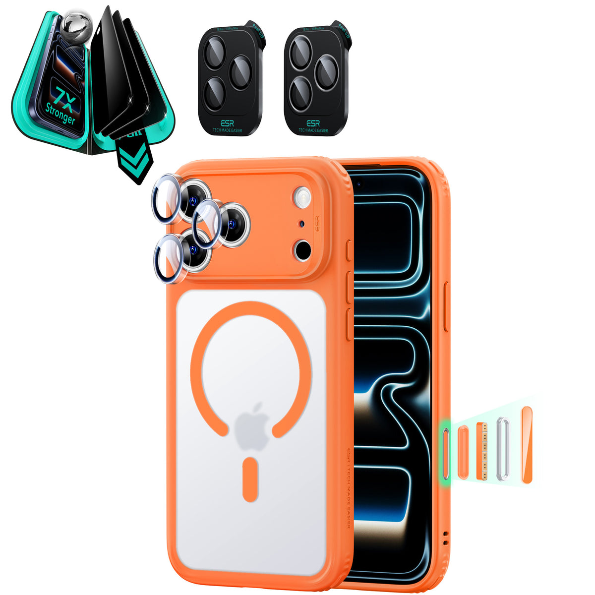 iPhone 18 Pro Max Bundle Classic Hybrid Magnetic Case & Armorite®️ Privacy Screen Protector - Frosted Orange  Product type
