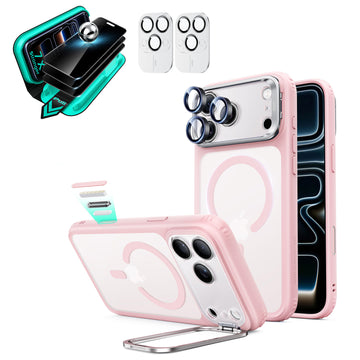 iPhone 18 Pro Bundle Classic Hybrid Magnetic Case with Camera Control and Flex Stand, Plus Armorite®️ Privacy Screen Protector - Frosted Bubblegum Pink  Product type