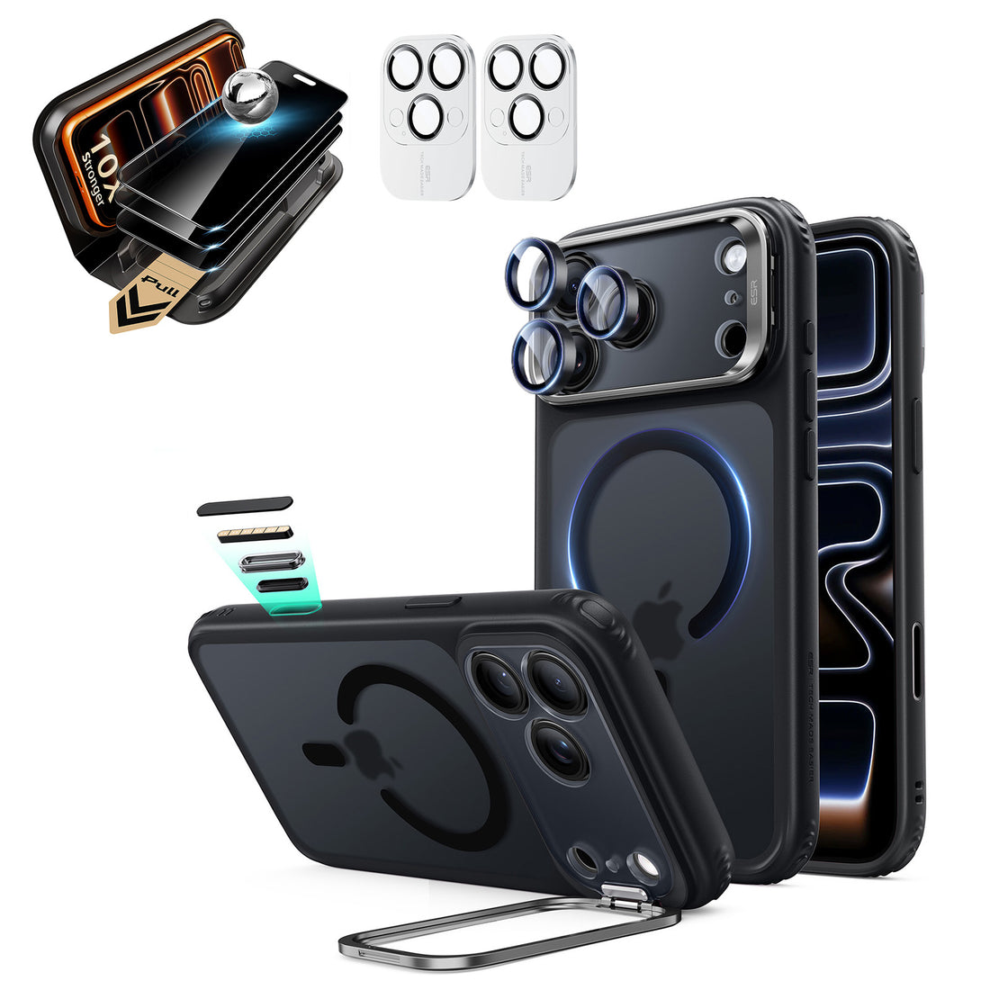 iPhone 18 Pro Bundle Classic Hybrid Magnetic Case with Camera Control and Flex Stand, Plus Armorite® Pro Privacy Screen Protector - Frosted Black  Product type