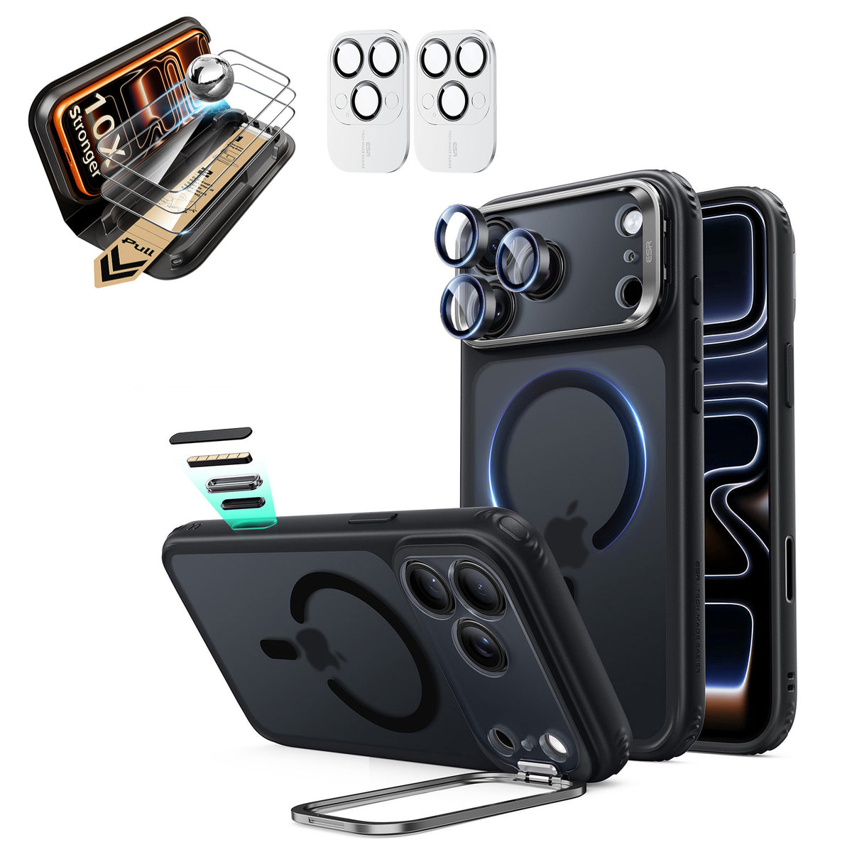 iPhone 18 Pro Bundle Classic Hybrid Magnetic Case with Camera Control and Flex Stand, Plus Armorite® Pro Screen Protector - Frosted Black  Product type