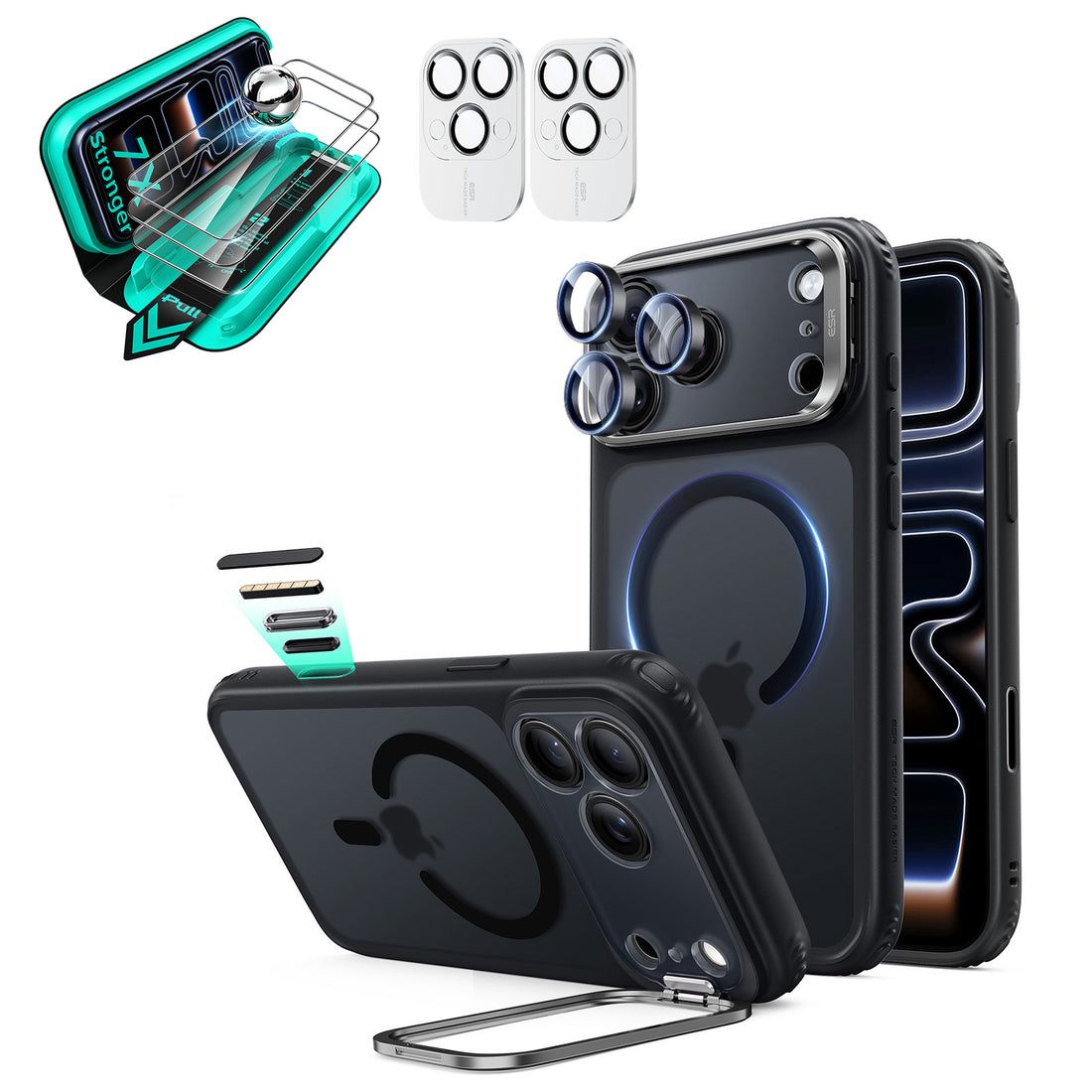 iPhone 18 Pro Max Bundle Classic Hybrid Magnetic Case with Camera Control and Flex Stand, Plus Armorite®️ Screen Protector - Frosted Black  Product type