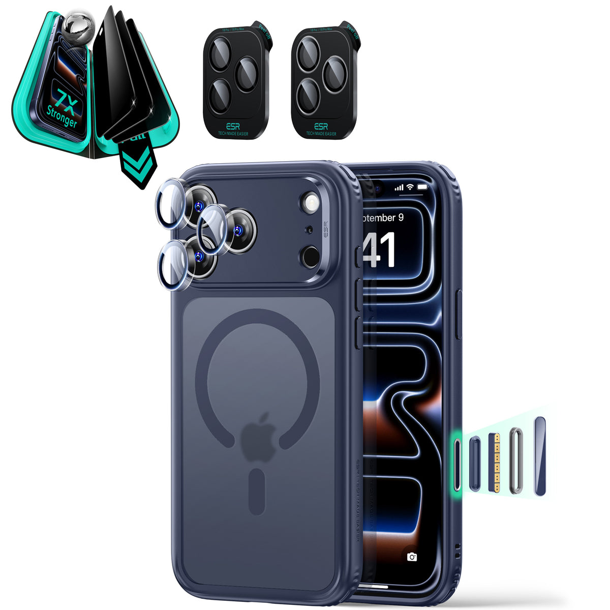 iPhone 18 Pro Bundle Classic Hybrid Magnetic Case & Armorite®️ Privacy Screen Protector - Frosted Blue  Product type