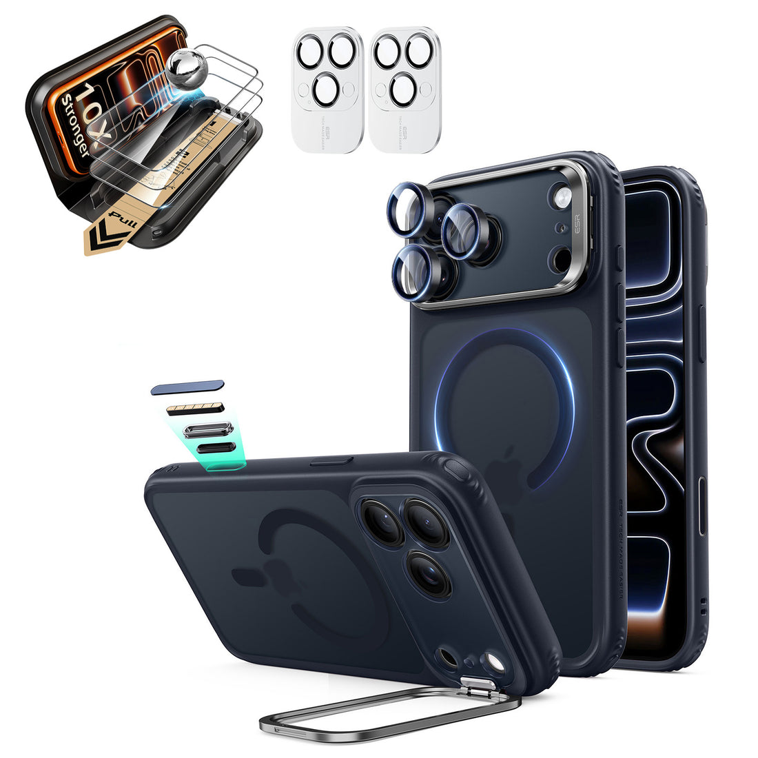 iPhone 18 Pro Max Bundle Classic Hybrid Magnetic Case with Camera Control and Flex Stand, Plus Armorite® Pro Screen Protector - Frosted Blue  Product type