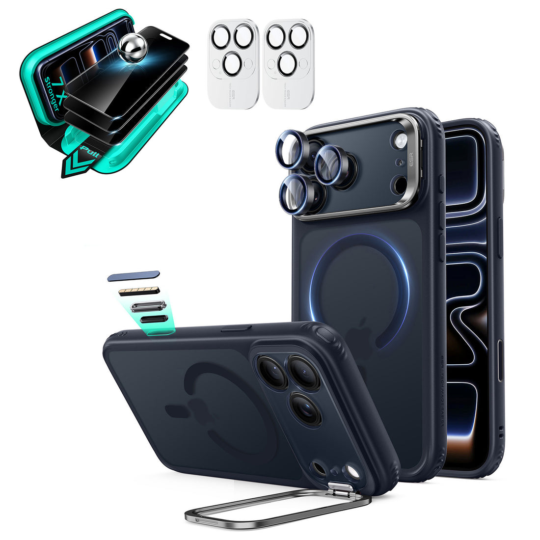 iPhone 18 Pro Max Bundle Classic Hybrid Magnetic Case with Camera Control and Flex Stand, Plus Armorite®️ Privacy Screen Protector - Frosted Blue  Product type