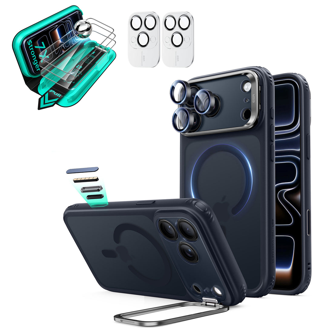 iPhone 18 Pro Max Bundle Classic Hybrid Magnetic Case with Camera Control and Flex Stand, Plus Armorite®️ Screen Protector - Frosted Blue  Product type