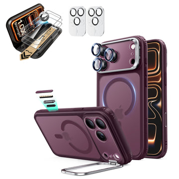 iPhone 18 Pro Bundle Classic Hybrid Magnetic Case with Camera Control and Flex Stand, Plus Armorite® Pro Screen Protector - Frosted Deep Burgundy  Product type
