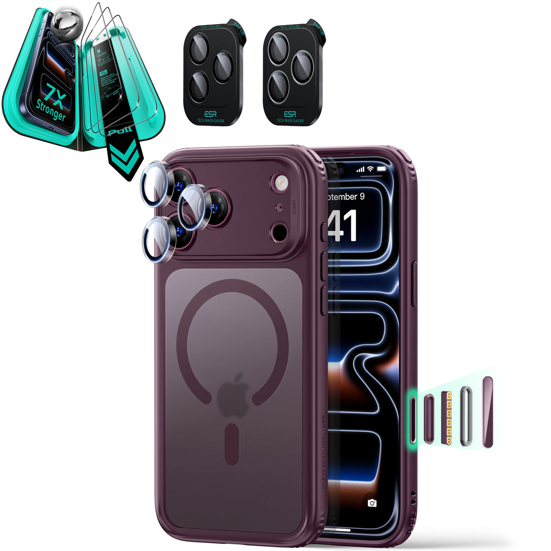 iPhone 18 Pro Bundle Classic Hybrid Magnetic Case & Armorite®️ Screen Protector - Frosted Deep Burgundy  Product type