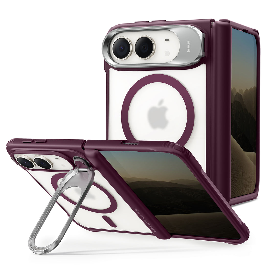 iPhone Duo用Classic ハイブリッドマグネットケース　Flexスタンド付き - フロストディープバーガンディ  Product type