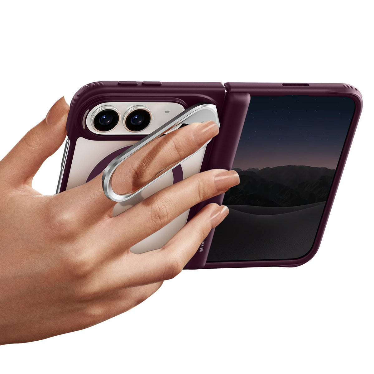 iPhone Duo用Classic ハイブリッドマグネットケース　Flexスタンド付き - フロストディープバーガンディ  Product type