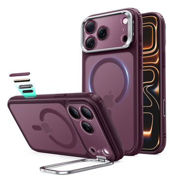 iPhone 18 Pro Max Classic Hybrid Magnetic Case with Camera Control and Flex Stand - Frosted Deep Burgundy  Product type