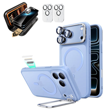 iPhone 18 Pro Bundle Classic Hybrid Magnetic Case with Camera Control and Flex Stand, Plus Armorite® Pro Privacy Screen Protector - Frosted Misty Blue  Product type