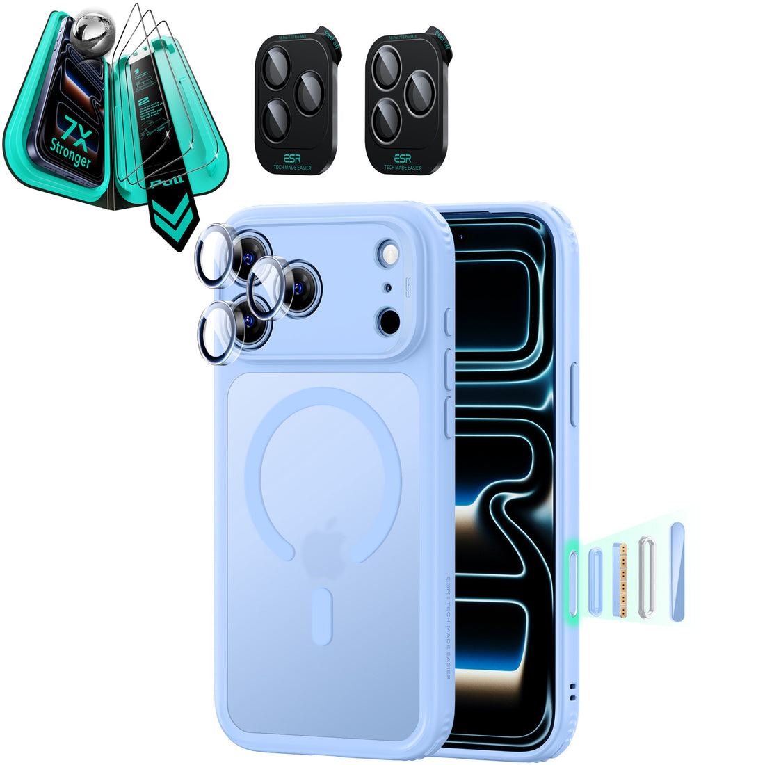 iPhone 18 Pro Max Bundle Classic Hybrid Magnetic Case & Armorite®️ Screen Protector - Frosted Misty Blue  Product type