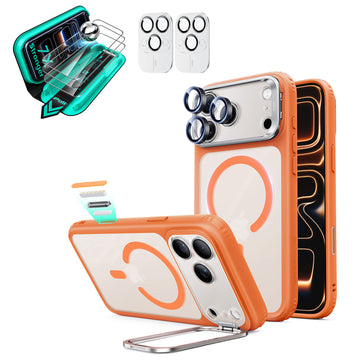 iPhone 18 Pro Bundle Classic Hybrid Magnetic Case with Camera Control and Flex Stand, Plus Armorite®️ Screen Protector - Frosted Orange  Product type