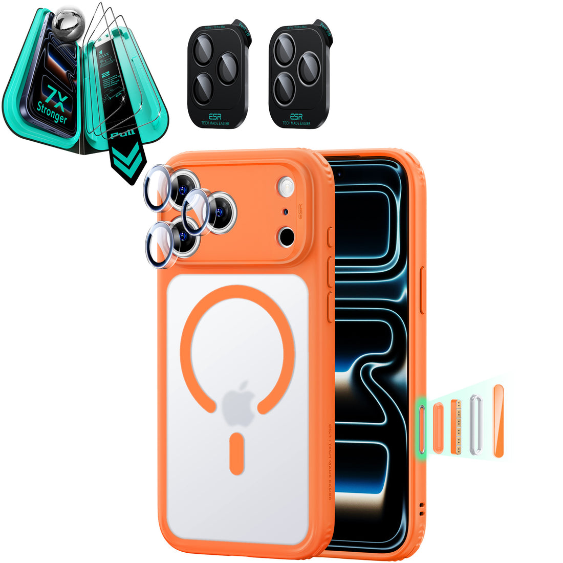 iPhone 18 Pro Max Bundle Classic Hybrid Magnetic Case & Armorite®️ Screen Protector - Frosted Orange  Product type