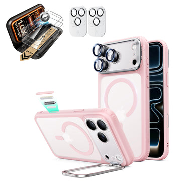 iPhone 18 Pro Max Bundle Classic Hybrid Magnetic Case with Camera Control and Flex Stand, Plus Armorite® Pro Screen Protector - Frosted Bubblegum Pink  Product type