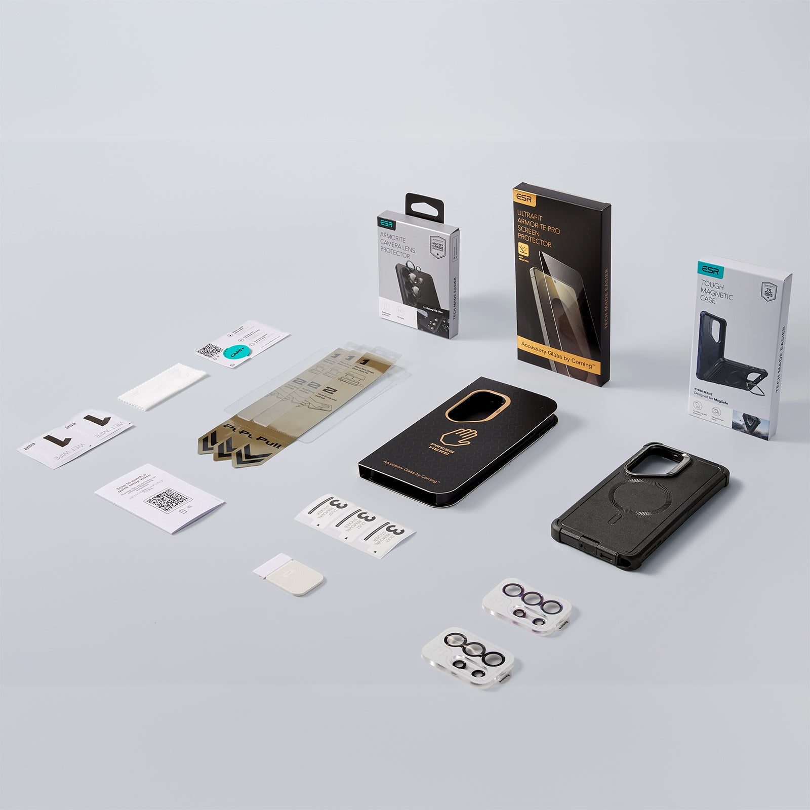 ブラック Galaxy S26 Ultra超タフスタンド付きケース&Corning製ガラス