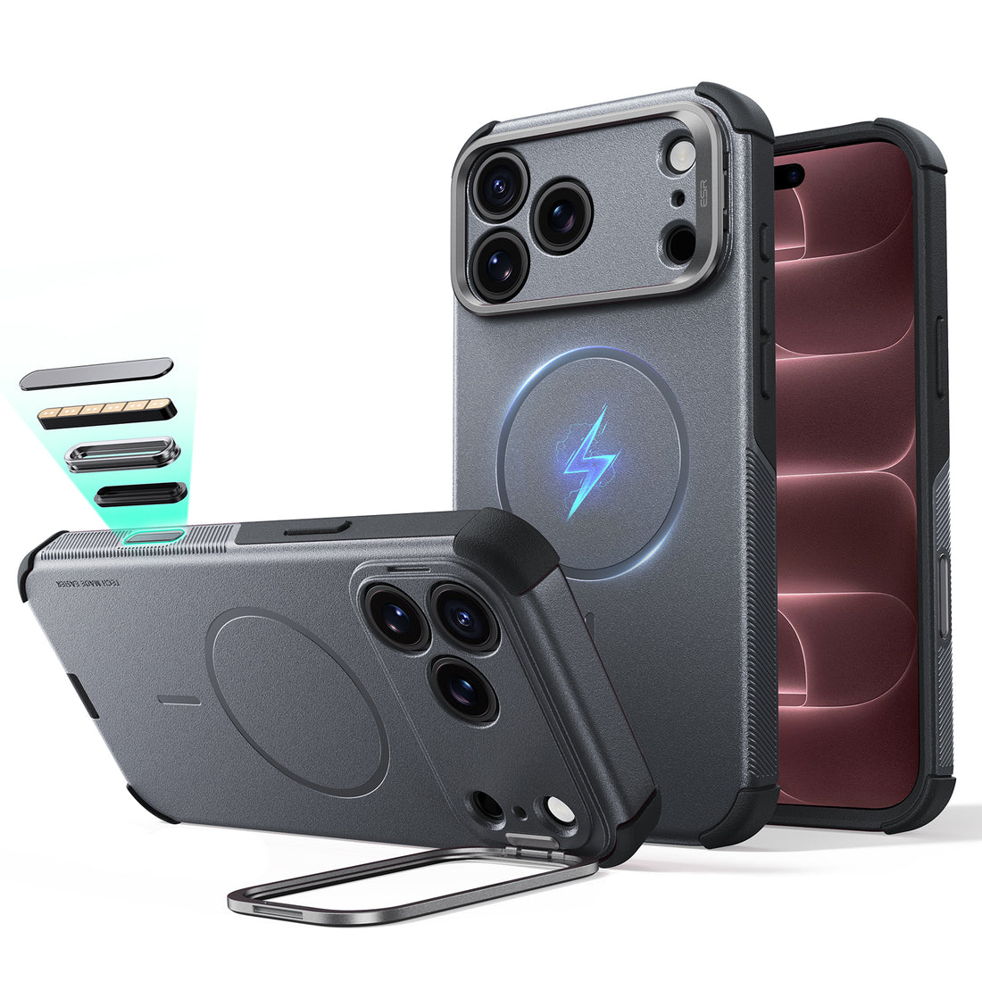 iPhone 18 Pro用 Cyber タフマグネットケース　カメラコントロールカバー、Flexスタンド付き - スペースグレイ  Product type