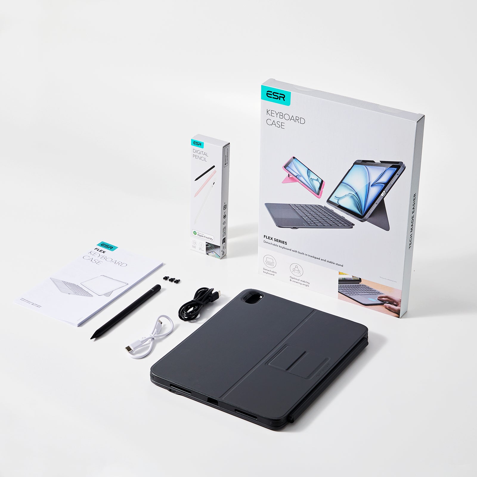 iPad 11インチ (A16) 2025用 Flexキーボードケース(脱着可能)＆デジタルペンシル- JPレイアウト(ダークグレー)＆ペンシル(ダークシルバー)  Product type