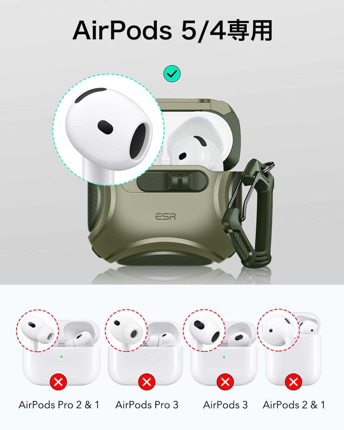 AirPods 5 Cyber FlickLock Magnetic Case - Army Green  Product type
